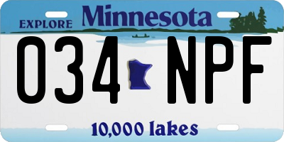 MN license plate 034NPF