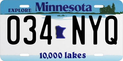 MN license plate 034NYQ