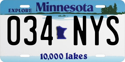 MN license plate 034NYS
