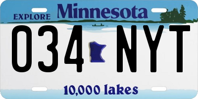 MN license plate 034NYT