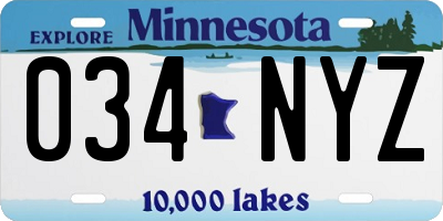 MN license plate 034NYZ