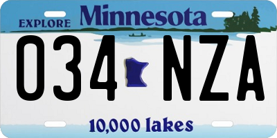 MN license plate 034NZA