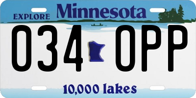 MN license plate 034OPP