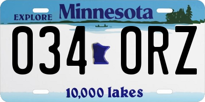 MN license plate 034ORZ