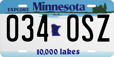 MN license plate 034OSZ