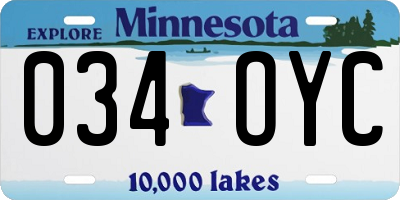 MN license plate 034OYC