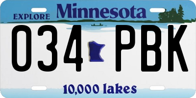 MN license plate 034PBK