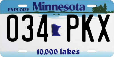 MN license plate 034PKX