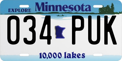 MN license plate 034PUK