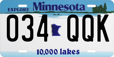 MN license plate 034QQK