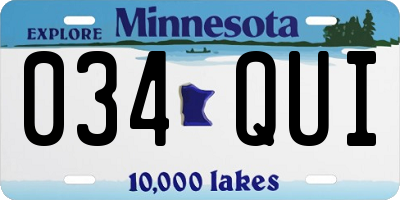 MN license plate 034QUI