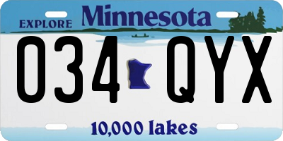 MN license plate 034QYX