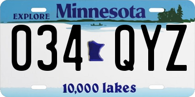 MN license plate 034QYZ