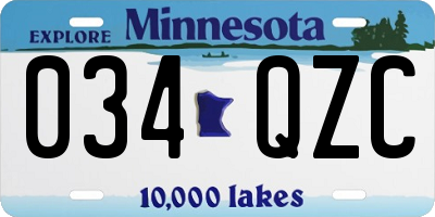 MN license plate 034QZC