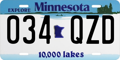 MN license plate 034QZD