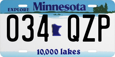 MN license plate 034QZP