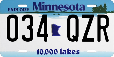 MN license plate 034QZR
