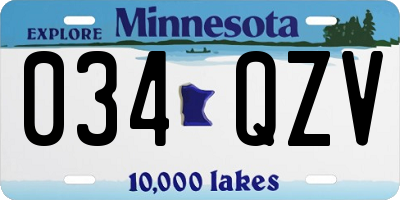MN license plate 034QZV