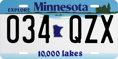 MN license plate 034QZX