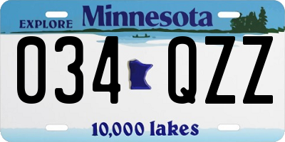 MN license plate 034QZZ