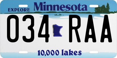 MN license plate 034RAA