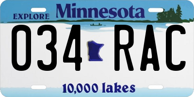 MN license plate 034RAC