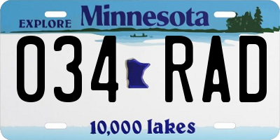 MN license plate 034RAD