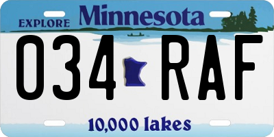 MN license plate 034RAF