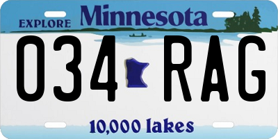 MN license plate 034RAG