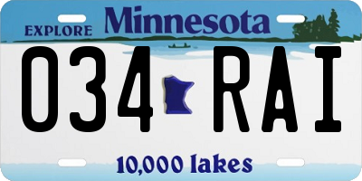 MN license plate 034RAI