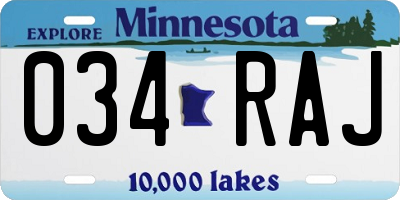 MN license plate 034RAJ