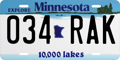 MN license plate 034RAK