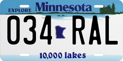MN license plate 034RAL