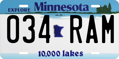 MN license plate 034RAM