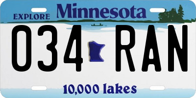 MN license plate 034RAN