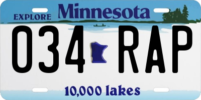 MN license plate 034RAP