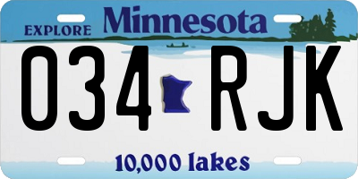 MN license plate 034RJK