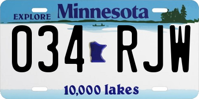 MN license plate 034RJW