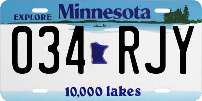 MN license plate 034RJY