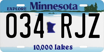 MN license plate 034RJZ