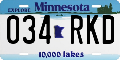 MN license plate 034RKD
