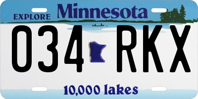 MN license plate 034RKX