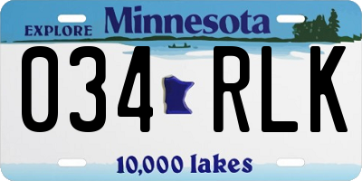 MN license plate 034RLK