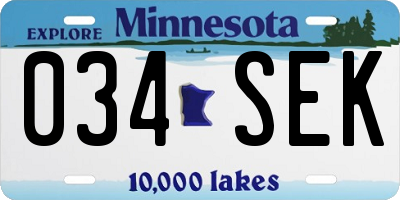 MN license plate 034SEK