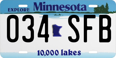 MN license plate 034SFB