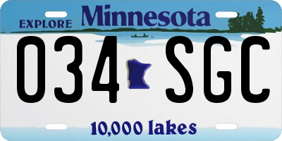 MN license plate 034SGC