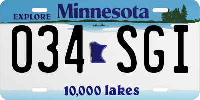 MN license plate 034SGI