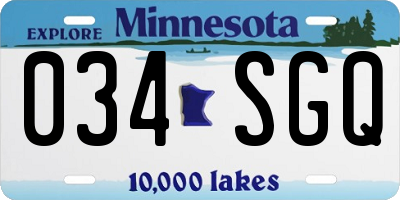 MN license plate 034SGQ