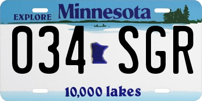 MN license plate 034SGR
