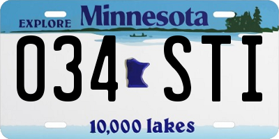 MN license plate 034STI